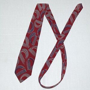 Oscar de la Renta Silk Tie Red Gray Blue
